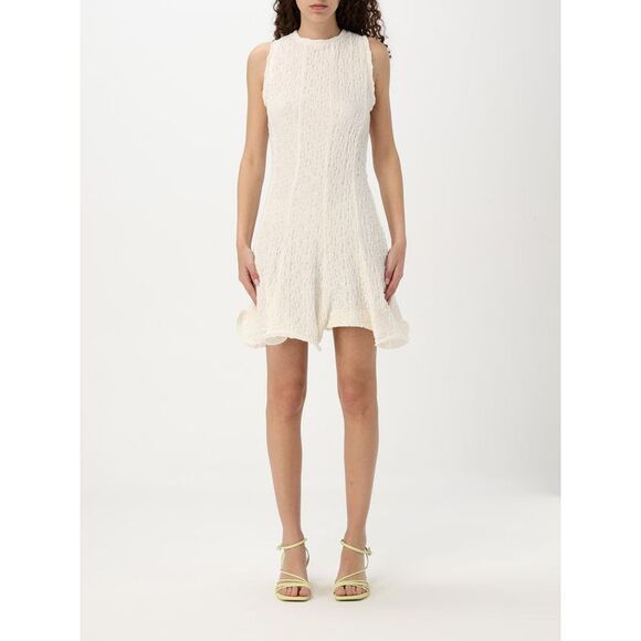ワンピース MSGM Woman Dress White 3841MDA39257121 01 Short shirt dress in white poplin with embroidery - MSGM